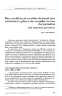 Des conditions et un milieu de travail plus satisfaisants grâce à de nouvelles formes d'organisation: une expérience péruvienne