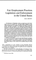 Fair employment practices legislation and enforcement in the United States