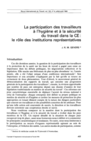 La participation des travailleurs à l'hygiène et à la sécurité du travail dans la CE: le rôle des institutions représentatives