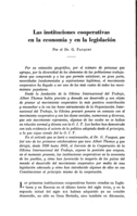 Las instituciones cooperativas en la economía y en la legislación