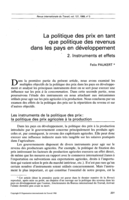 La politique des prix en tant que politique des revenus dans les pays en développement: 2, Instruments et effets