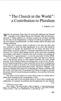 "The church in the world": a contribution to pluralism