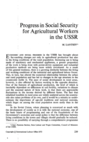 Progress in social security for agricultural workers in the USSR