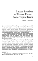 Labour relations in Western Europe: some topical issues