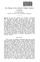 The theory of the collective labour contract in France