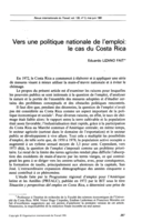 Vers une politique nationale de l'emploi: le cas du Costa Rica