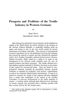Prospects and problems of the textile industry in western Germany