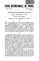 L'Organisation Internationale du Travail: origine, développement, avenir