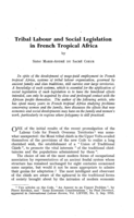 Tribal labour and social legislation in French tropical Africa