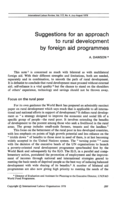 Suggestions for an approach to rural development by foreign aid programmes