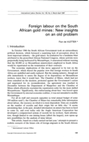 Foreign labour on the South African gold mines: new insights on an old problem