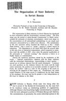 The organisation of state industry in Soviet Russia