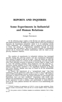 Some experiments in industrial and human relations