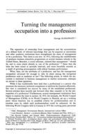 Turning the management occupation into a profession