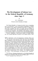 The development of labour law in the Federal Republic of Germany since 1945: I
