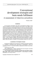 Conventional development strategies and basic-needs fulfilment: a reassessment of objectives and policies