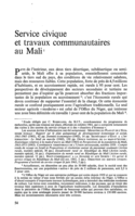 Service civique et travaux communautaires au Mali