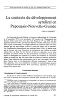 Le contexte du développement syndical en Papouasie-Nouvelle-Guinée