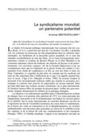 Le syndicalisme mondial: un partenaire potentiel