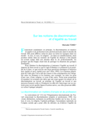 Sur les notions de discrimination et d'égalité au travail