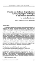 L'accès aux facteurs de production ruraux, le progrès technique et les besoins essentiels: le cas du Bangladesh