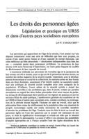 Les droits des personnes âgées: législation et pratique en URSS et dans d'autres pays socialistes européens