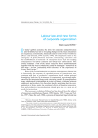 Labour law and new forms of corporate organization