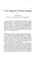 A new approach to workers' housing