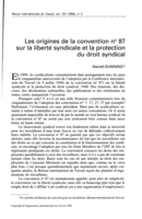 Les origines de la convention no. 87 sur la liberté syndicale et la protection du droit syndical
