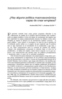 ¿Hay alguna política macroeconómica capaz de crear empleos?