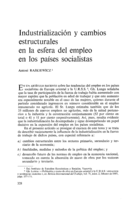 Industrialización y cambios estructurales en la esfera del empleo en los países socialistas
