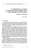 La redistribution du revenu au moyen de travaux publics ruraux à forte densité de main-d'oeuvre: questions de tactique