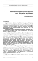 International labour Conventions and Bulgarian legislation