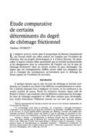Etude comparative de certains déterminants du degré de chômage frictionnel