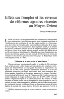 Effets sur l'emploi et les revenus de réformes agraires récentes au Moyen-Orient -