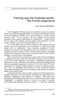 Training and the business world: the French experience