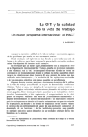 La OIT y la calidad de la vida de trabajo: un nuevo programa internacional: el PIACT