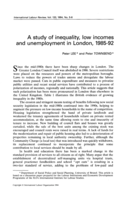A study of inequality, low incomes and unemployment in London, 1985- 92