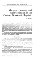 Manpower planning and higher education in the German Democratic Republic