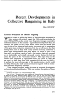 Recent developments in collective bargaining in Italy