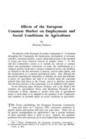 Effects of the European common market on employment and social conditions in agriculture