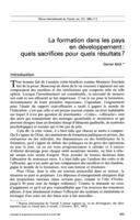 La formation dans les pays en développement: quels sacrifices pour quels résultats?