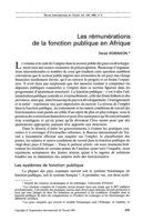 Les rémunérations de la fonction publique en Afrique