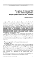 The place of Mexico City in the nation's growth: employment trends and policies
