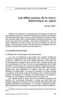 Les effets sociaux de la micro-électronique au Japon