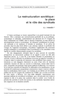 La restructuration soviétique: la place et le rôle des syndicats