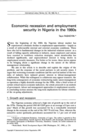 Economic recession and employment security in Nigeria in the 1980s