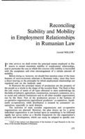 Reconciling stability and mobility in employment relationships in rumanian law