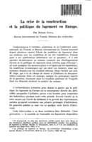 La crise de la construction et la politique du logement en Europe