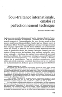 Sous-traitance internationale, emploi et perfectionnement technique